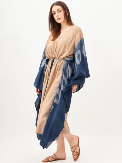 Indigo Khaki Shibori Kaftaan